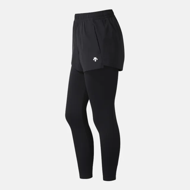 【DESCENTE】緊身長褲 女 運動褲 瑜珈 快排 WOMEN SHORTS-ATTATCHED LEGGINGS 黑 SR122PKL12-BLK0