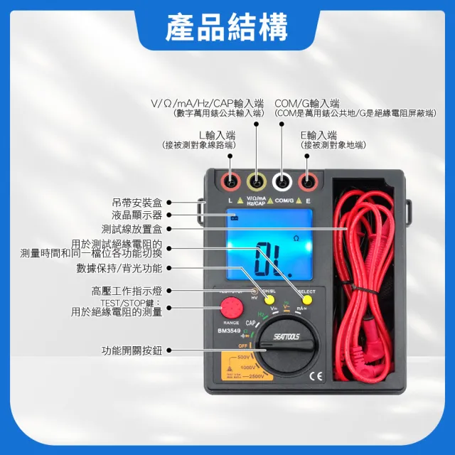 高阻計 電氣設備 絕緣電阻表 絕緣阻抗錶 絕緣電阻計 630-BM3549(兆歐計 阻抗測試計 絕緣電阻)