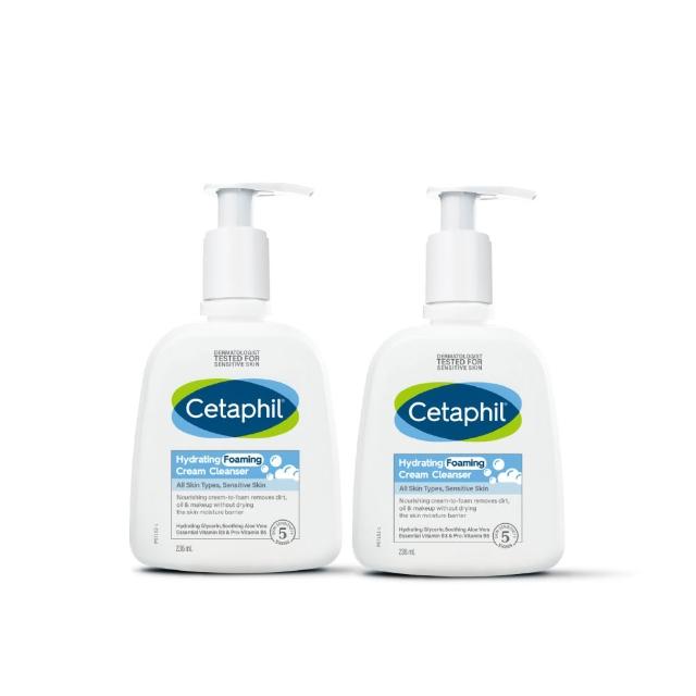 【Cetaphil 舒特膚】官方直營 全效泡泡潔膚乳 236ml*2入(洗面乳/敏弱肌/B3/B5/甘油/蘆薈)