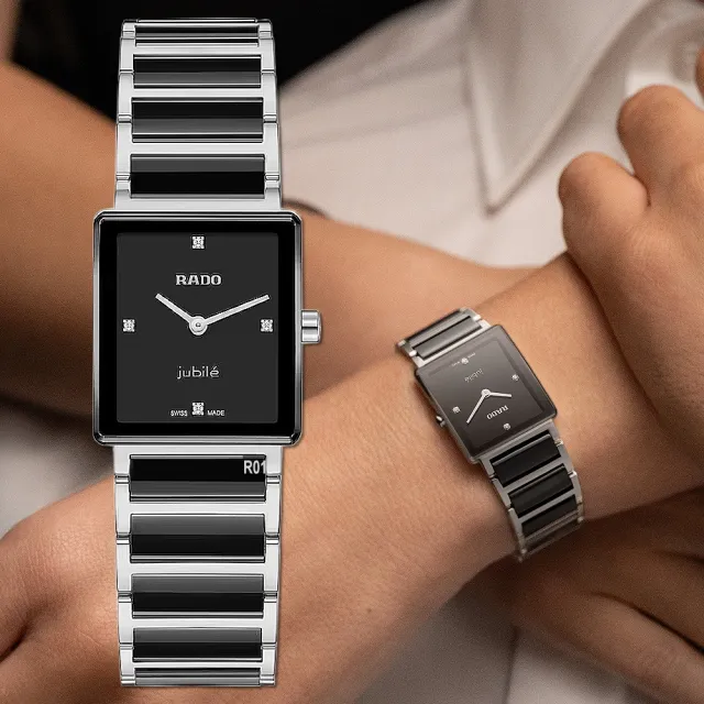 【Rado 雷達表】新款Integral 精密陶瓷系列 4真鑽黑陶瓷石英女腕錶23㎜ R01(R20250712)
