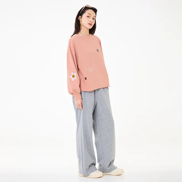 【5th STREET】女裝 長袖 寬版上衣 大學t 粉紅色(560986)