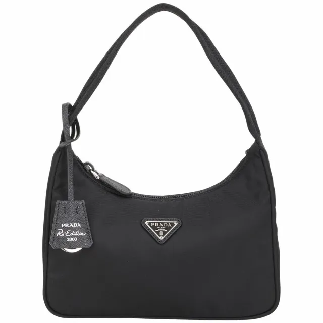 【PRADA 普拉達】Re-Edition 2000 Re-Nylon三角牌尼龍單肩包-黑色