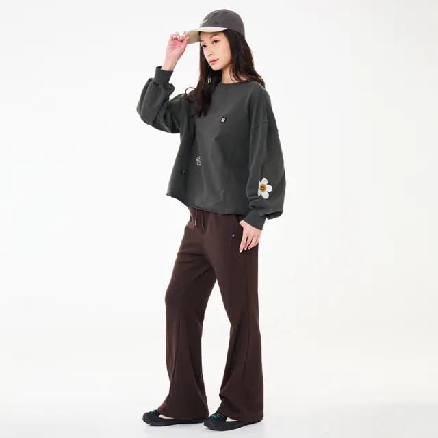 【5th STREET】女裝 長袖 寬版上衣 大學t 深灰(560986)