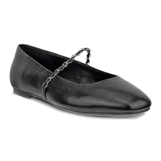 【ecco】MARGOT 舞悅經典金屬繫帶芭蕾舞鞋 女鞋(黑色 23433301001)
