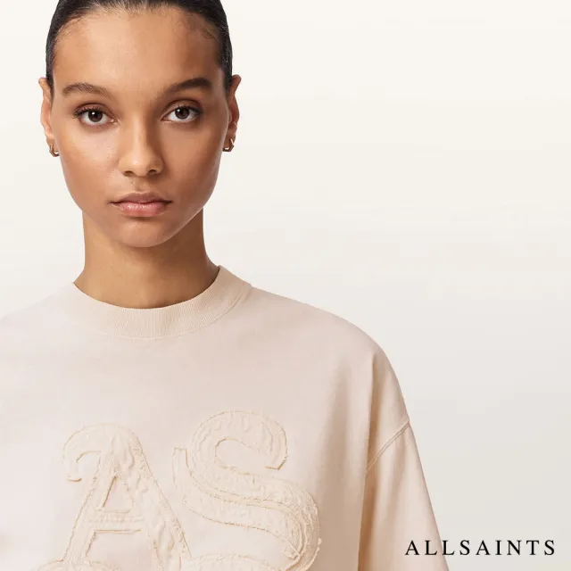 【ALLSAINTS】INSIGNIA 寬鬆純棉短袖T恤-粉 W125JE(寬鬆版型)