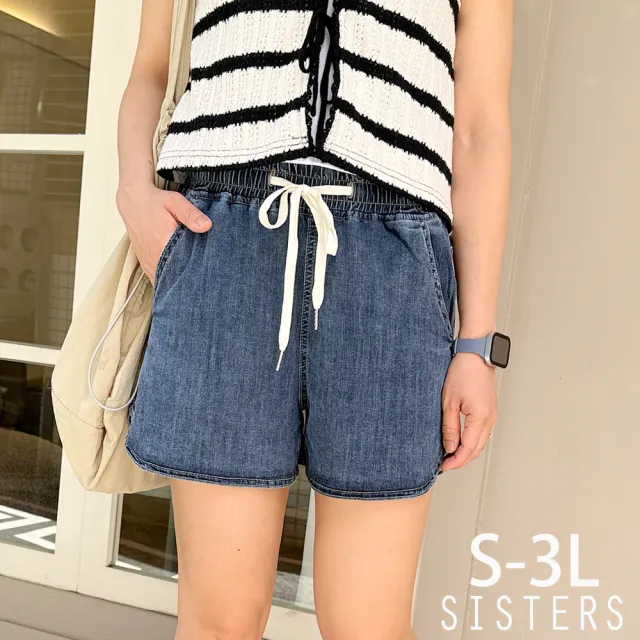 【SISTERS】輕甜長腿下圓弧牛仔短褲/S-3L(女下著/牛仔褲/女褲/顯瘦/寬褲/短褲/丹寧)