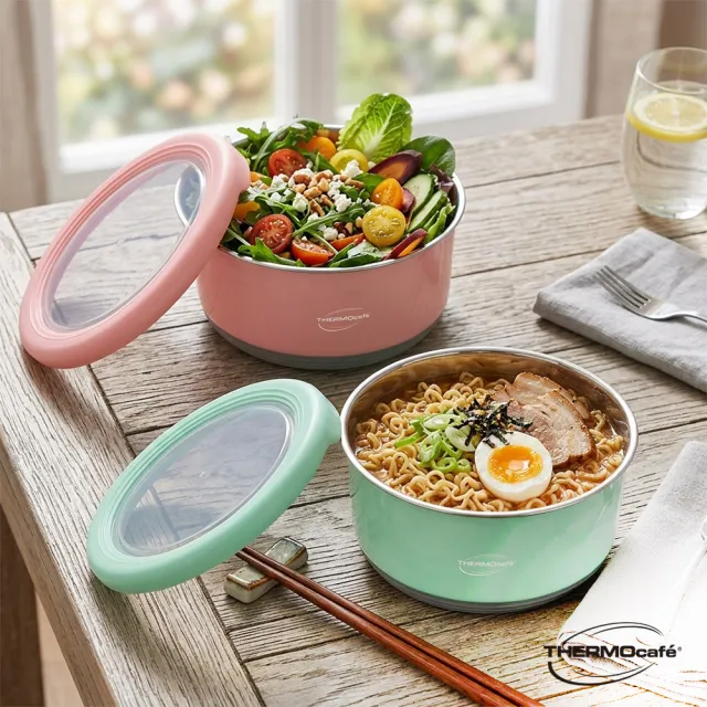 【THERMOcafe 凱菲】買1送1_不鏽鋼多功能隔熱碗1200ml(TC-BOWL)