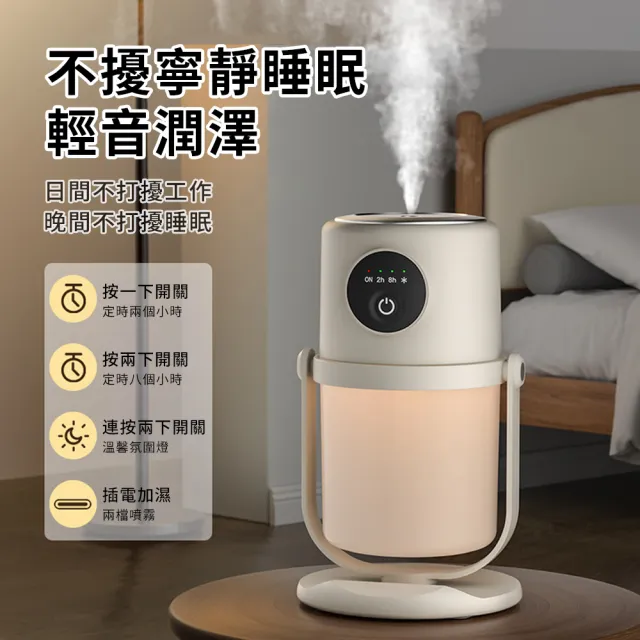 【OMG】大容量靜音霧化空氣加濕器 360°搖頭旋轉噴霧機 USB桌面空氣清淨機 家用辦公室水氧機 280ml