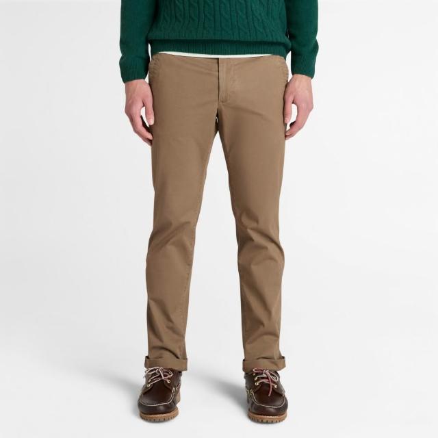 【Timberland】男款棕色合身卡其長褲(A6C1VBK0)