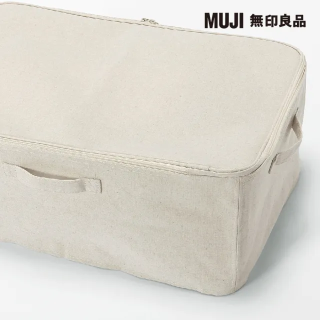 【MUJI 無印良品】聚酯纖維麻收納箱/衣物箱/附蓋/大(2入組)