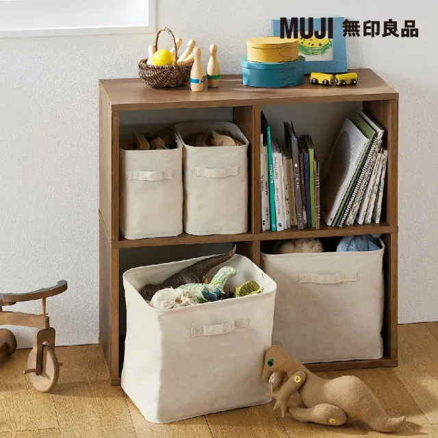 【MUJI 無印良品】聚酯纖維麻收納箱/長方形/中/半(4入組)