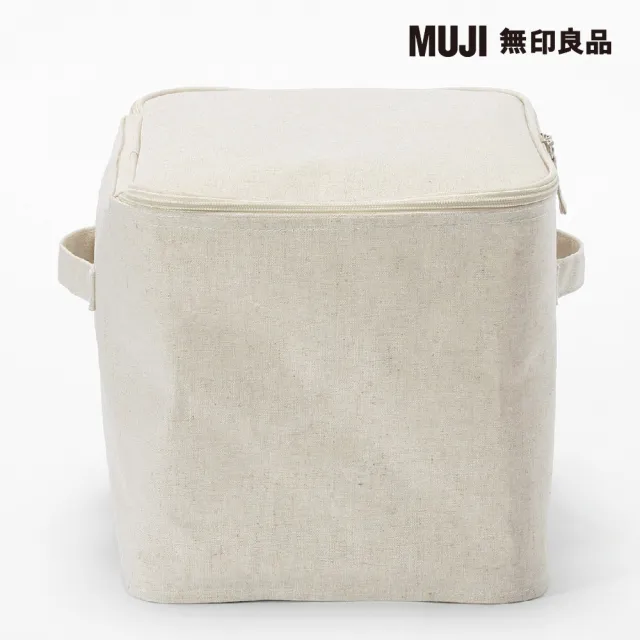 【MUJI 無印良品】聚酯纖維麻收納箱/長方形/中/附蓋(4入組)