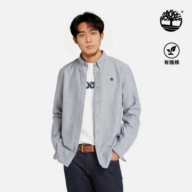 【Timberland】男款灰色牛津長袖襯衫(A2ARQB68)