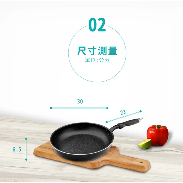 【Chieh Pao 潔豹】韓國製導磁熱感IH不沾平底鍋 30CM(韓國製精品 IH電磁爐可用)