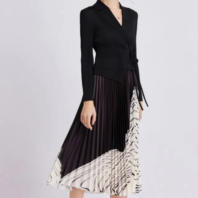 【巴黎精品】多款三宅風皺褶衣服洋裝(褶皺時尚西裝收腰顯瘦撞色洋氣女摺衣壓褶折衣2色k2ba28 B)