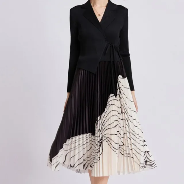 【巴黎精品】多款三宅風皺褶衣服洋裝(褶皺時尚西裝收腰顯瘦撞色洋氣女摺衣壓褶折衣2色k2ba28 B)