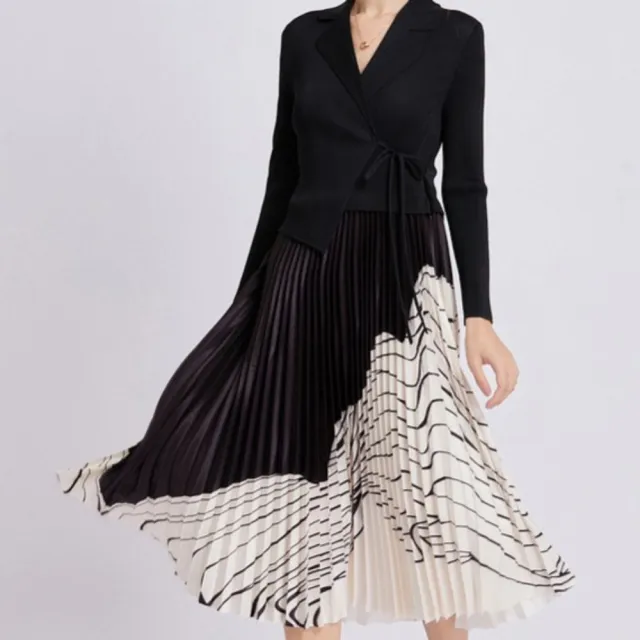 【巴黎精品】多款三宅風皺褶衣服洋裝(褶皺時尚西裝收腰顯瘦撞色洋氣女摺衣壓褶折衣2色k2ba28 B)