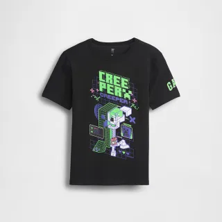 【GAP】GapKids × Minecraft當個創世神 圖案T恤-黑色(901536)