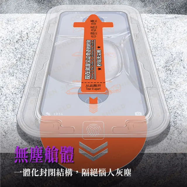 【GOLDEN SHIELD】除塵秒貼．防偷窺滿版保護貼(螢幕手機保護膜i18/17/16/15/14/13/12/11/ Plus/Pro/Pro Max