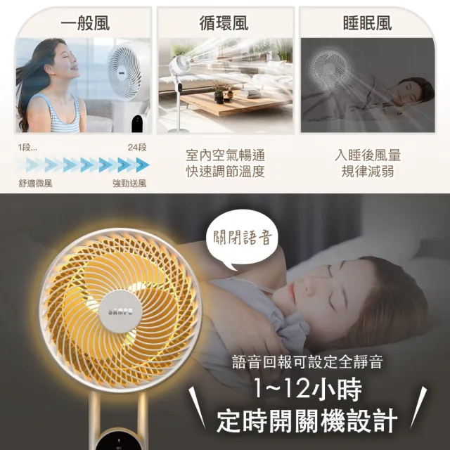 【SAMPO 聲寶】10吋聲控立燈DC馬達3D循環扇(SK-LH10VSDR)