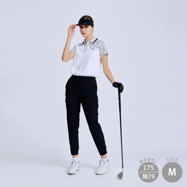 【LE COQ SPORTIF 公雞】高爾夫系列 女款白色吸汗速乾彈性防曬短袖POLO衫 QLX2T217