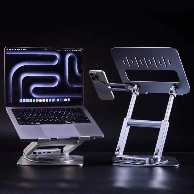 【ADAM 亞果元素】Hub Stand Ultra USB-C 磁吸集線器支架(全金屬鋁合金打造)