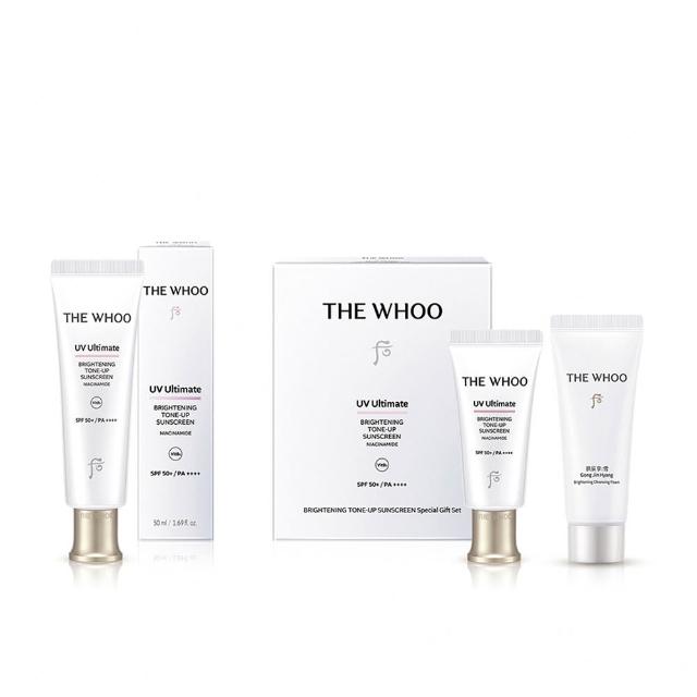 【WHOO 后】官方直營 極緻禦光原生煥亮防曬淨白禮盒(煥亮防曬乳50ml+25ml+煥白潔顏乳40ml)