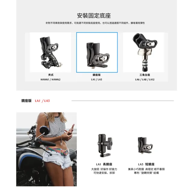 【TAKEWAY】黑隼2機車手機架-雙磁浮減震-後照鏡防盜版(LA3-PH08-AnvPRO/重機/摩托車導航手機夾)