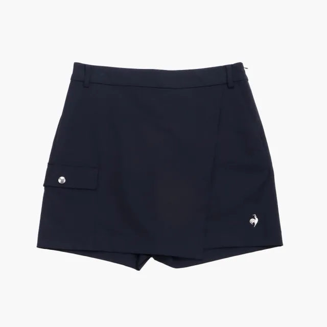 【LE COQ SPORTIF 公雞】高爾夫系列 女款深藍色彈性防撥水防油防污短褲 QLX8T901