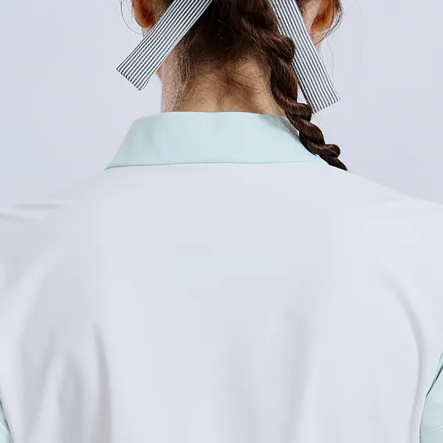 【LE COQ SPORTIF 公雞】高爾夫系列 女款白色吸汗速乾彈性防曬短袖立領衫 QLX2T220