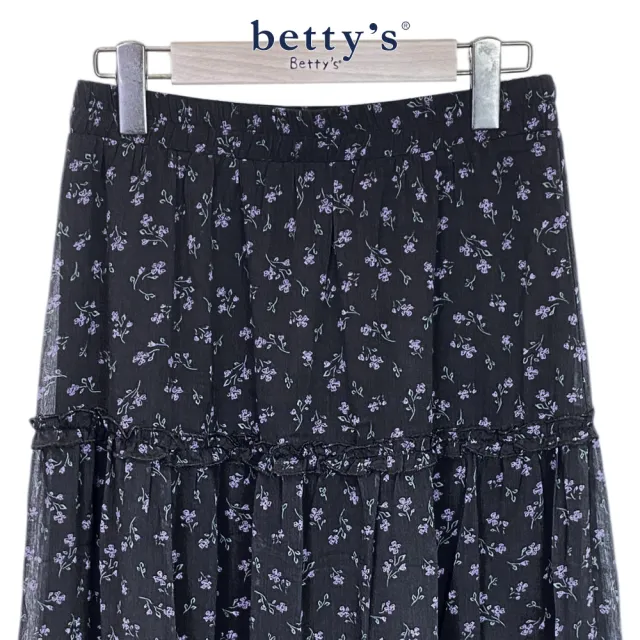 【betty’s 貝蒂思】雪紡格紋.印花蛋糕長裙(共二色)