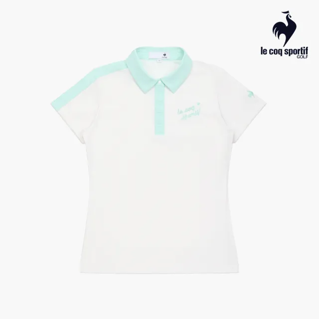 【LE COQ SPORTIF 公雞】高爾夫系列 女款白色吸汗速乾彈性防曬短袖POLO衫 QLX2T219