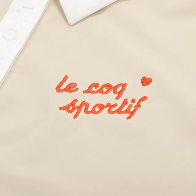 【LE COQ SPORTIF 公雞】高爾夫系列 女款卡其色吸汗速乾彈性防曬短袖POLO衫 QLX2T219