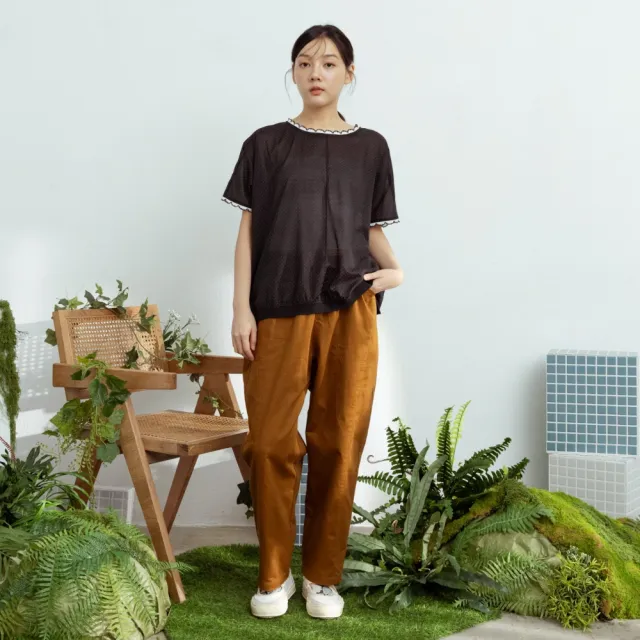 【MOSS CLUB】彈性斜紋休閒蘿蔔長褲 黑 綠 咖