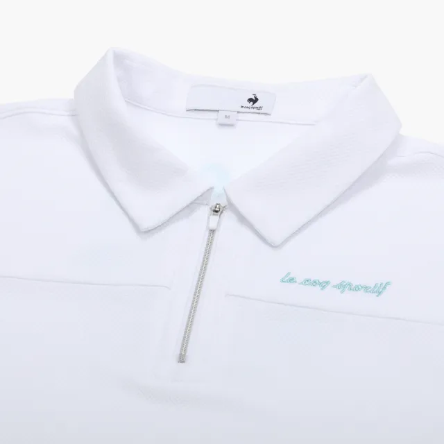 【LE COQ SPORTIF 公雞】高爾夫系列 女款白色吸汗速乾彈性防曬短袖POLO衫 QLX2T204