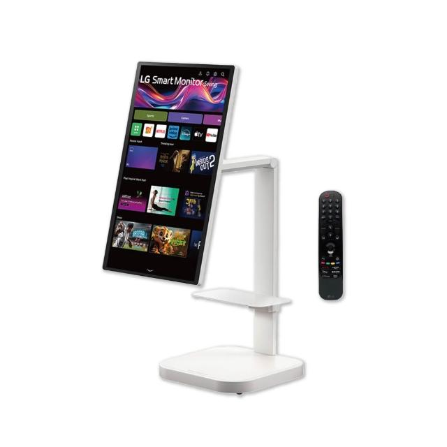 【LG 樂金】58H快配★32型SmartMonitor斜槓機 超值置物架組(32U889SA-W+STA33P)
