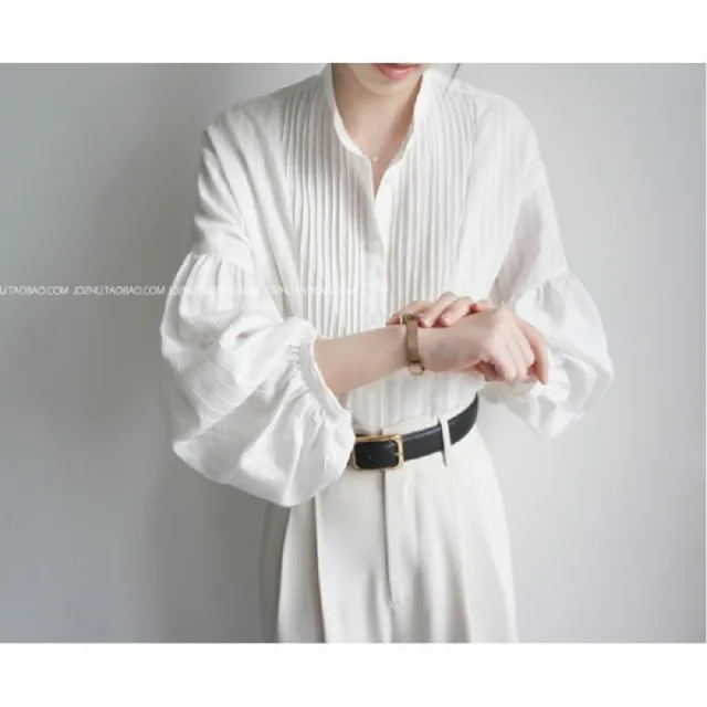 【ASister 小姊姊】AS2501#女裝｜上衣☆法式美感*小立領褶皺*上衣(圖片色 S-XL)
