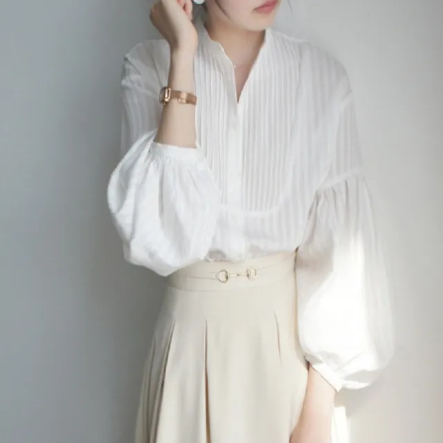 【ASister 小姊姊】AS2501#女裝|上衣☆法式美感*小立領褶皺*上衣(圖片色 S-XL)