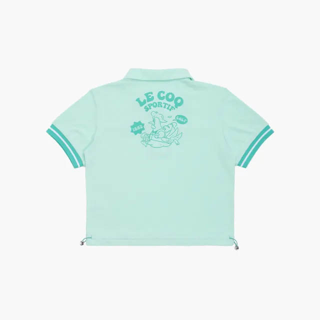 【LE COQ SPORTIF 公雞】高爾夫系列 女款淺綠色吸汗速乾彈性防曬短袖POLO衫 QLX2T204