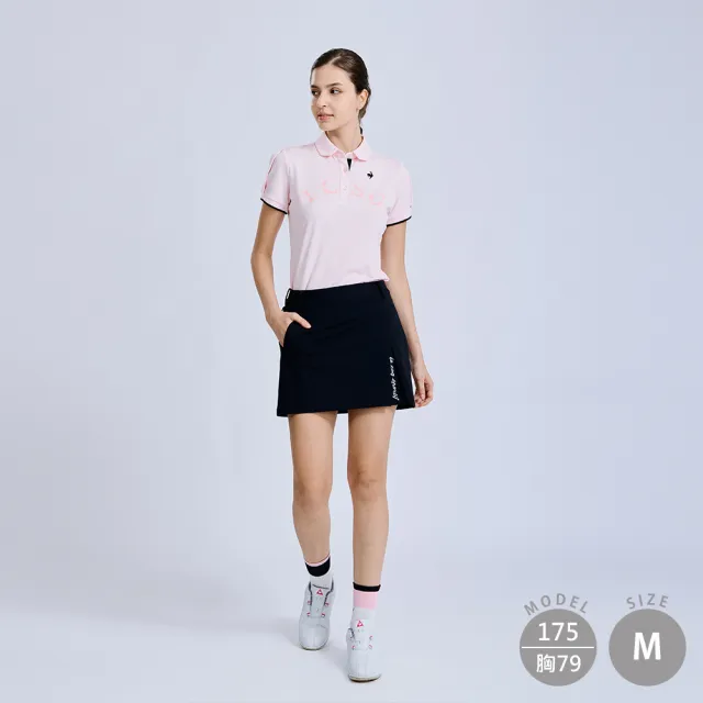 【LE COQ SPORTIF 公雞】高爾夫系列 女款粉紅色吸汗速乾彈性防曬短袖POLO衫 QLX2T203