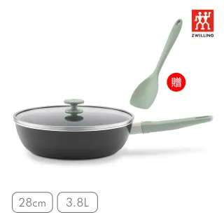 ZWILLING 德國雙人】Now Plus黑曜鍋IH不沾深炒鍋30cm附玻璃蓋、大矽膠
