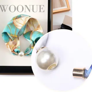 【WOONUE】買一送一高級磁扣絲巾項鍊珍珠樣式項鍊絲綢質感圍巾絲巾(送禮母親老婆媽媽女友閨蜜聖誕禮物)