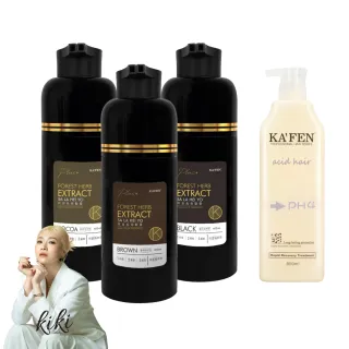 【KAFEN 卡氛】何首烏染髮膏Plus+升級版400mlX3入(安心染 蓋白髮 曜石黑/暮褐棕) 快速染髮