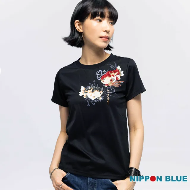 【BLUE WAY】女裝 和藝術金魚游戲 短袖 上衣-日本藍