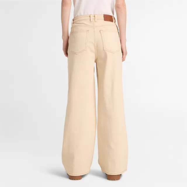【Timberland】女款淺卡其色丹寧寬褲(A42QF260)