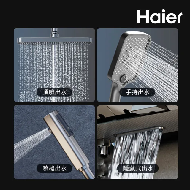 【Haier 海爾】恆溫琴鍵四段岩灰星雨淋浴組 恆溫花灑/沐浴蓮蓬頭/龍頭(HR-TS-SP1 含基本安裝)