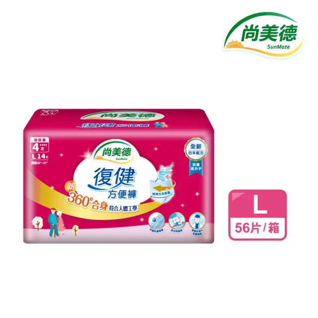 【尚美德】復健方便褲特仕版M、L、XL 4包/箱(成人紙尿褲 復健褲 褲型紙尿褲)
