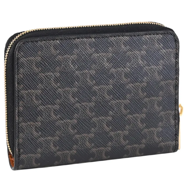 【CELINE】Triomphe 品牌LOGO印花信用卡證件零錢包(深咖)