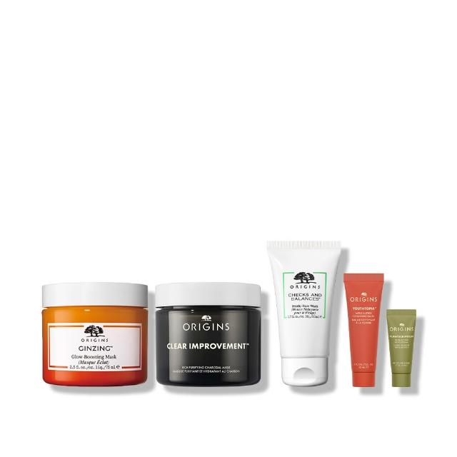 【ORIGINS 品木宣言】完美元氣面膜組(元氣十足亮顏C面膜  75ml +泥娃娃活性碳奇亞籽面膜 75ml)