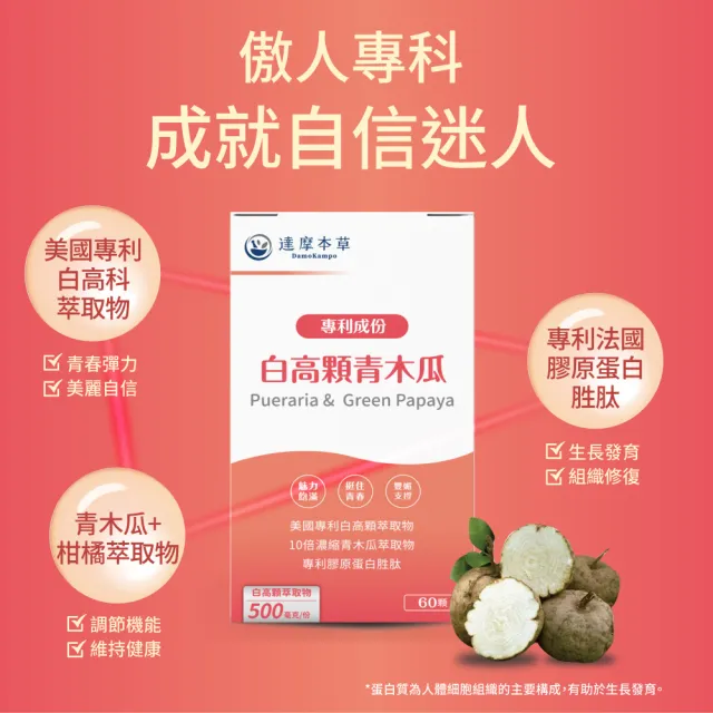 【達摩本草】白高顆+青木瓜膠囊4入組(1入60顆）（共240顆)